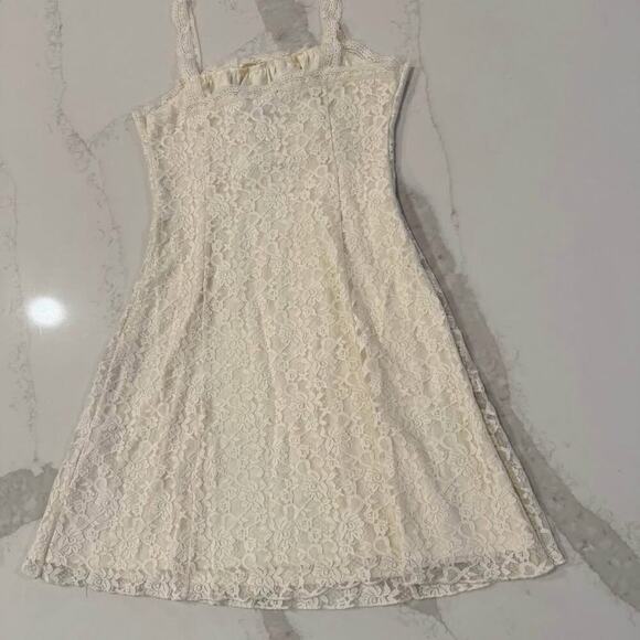 Forever 21 Floral Lace Babydoll MiniDress Womens Large Ivory/Cream Coquette Sexy - Picture 7 of 7